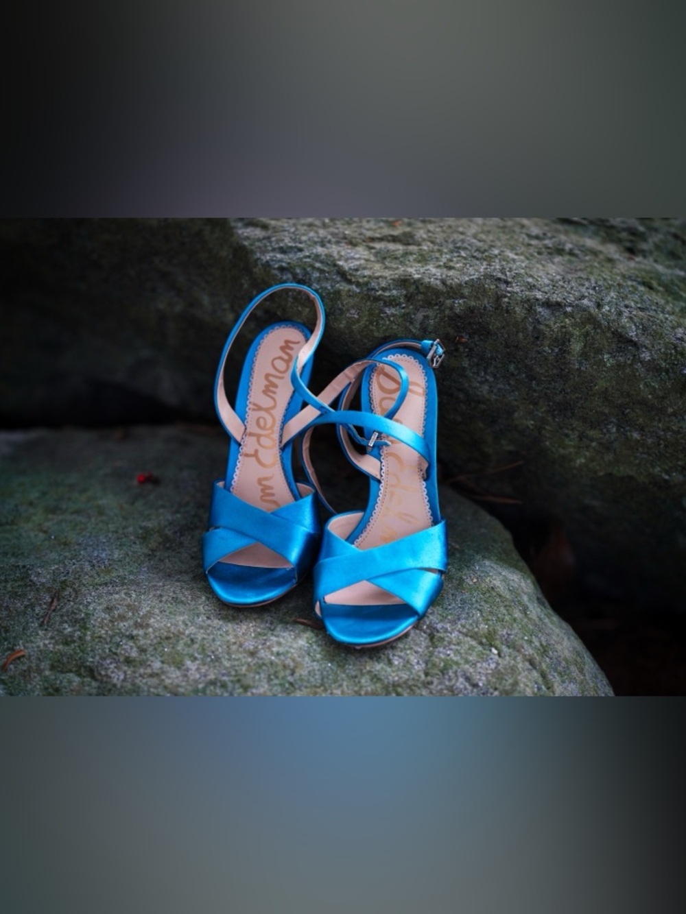 Sam Edelman Blue Satin Strappy Stiletto Sandals - Size 8 - Picture 5 of 10